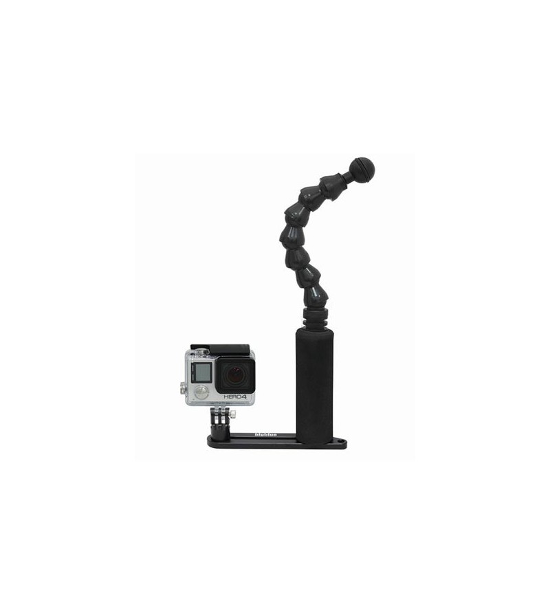 Platine de fixation en aluminium anodisé noir à un bras flexible pour éclairage bigblue et caméra compatible Go Pro