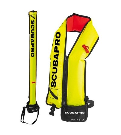 Bouée de signalisation Scubapro jaune pour signalisation de surface ou gilet de sauvetage et d'aide à la nage pour le snorkeling