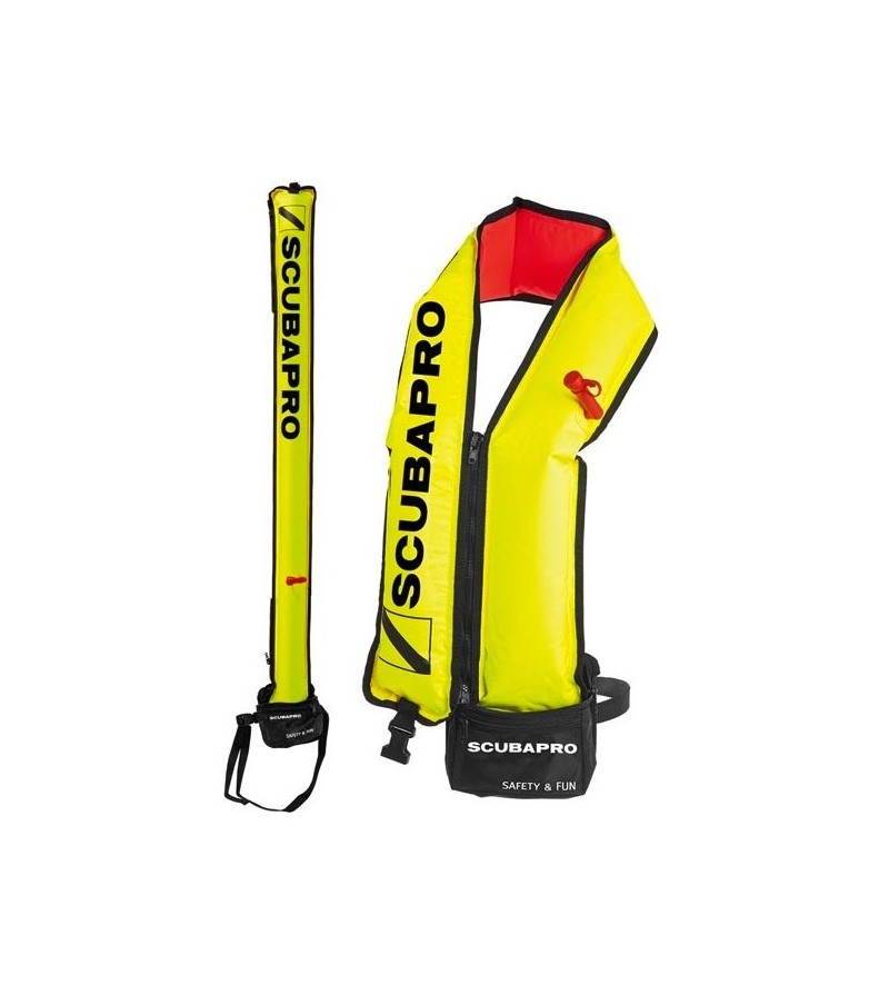 Bouée de signalisation Scubapro jaune pour signalisation de surface ou gilet de sauvetage et d'aide à la nage pour le snorkeling