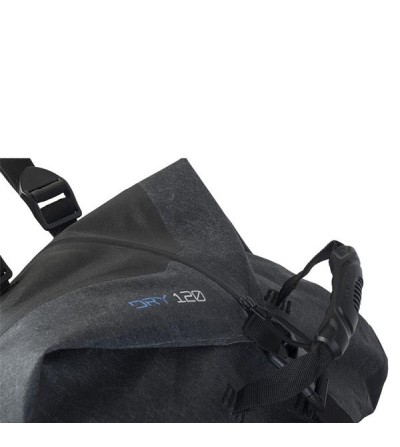 Grand sac étanche à roulettes Scubapro Dry Bag de 120 litres en nylon noir 500D recouvert de TPU, utilisable comme sac à dos