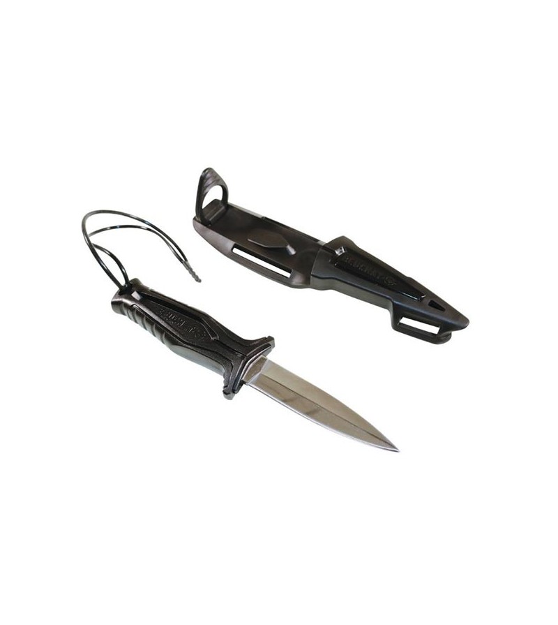 Petit couteau maniable de chasse sous-marine Beuchat Taz avec lame inox type dague de 90mm à simple tranchant