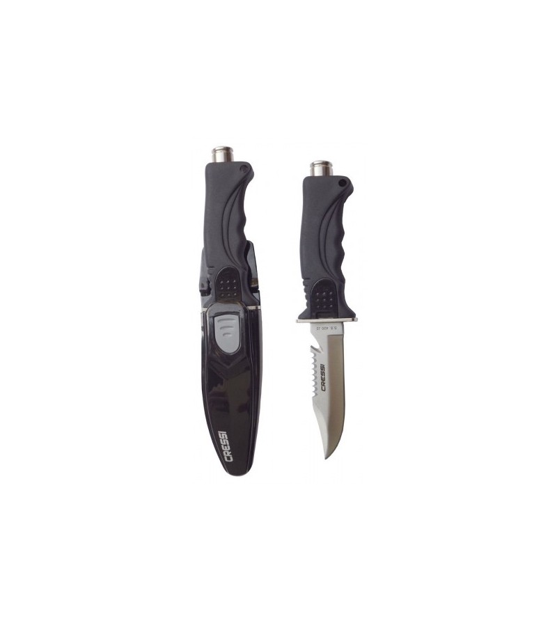 Couteau moyen Cressi Skorpion avec lame en acier inoxydable japonais pour la plongée et la chasse sous-marine.