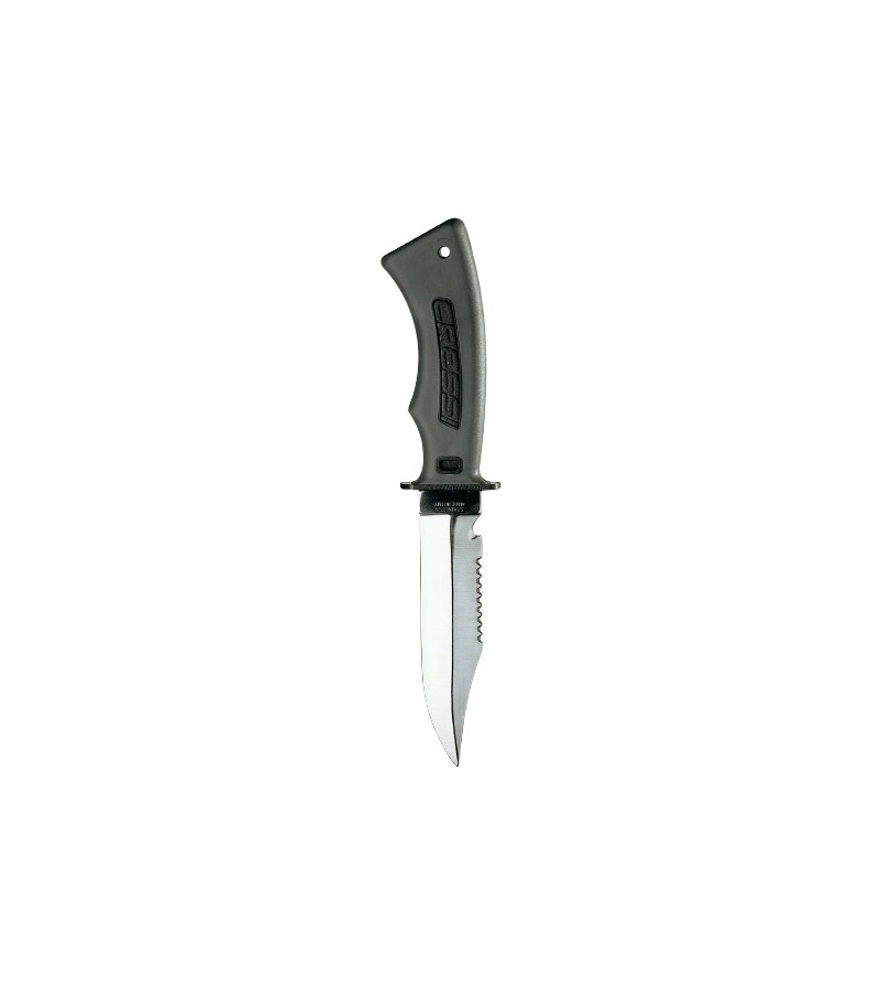 Couteau moyen Cressi Norge avec lame en acier inoxydable trempé pour la plongée et chasse sous-marine.