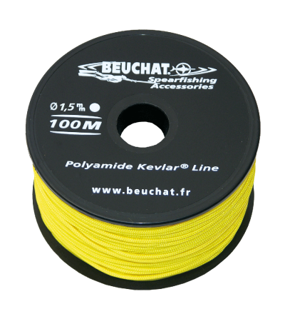 Bobine 50 mètres de fil jaune pour moulinet et arbalète de Chasse sous-marine Beuchat Nylon Kevlar Diamètre 1.5mm