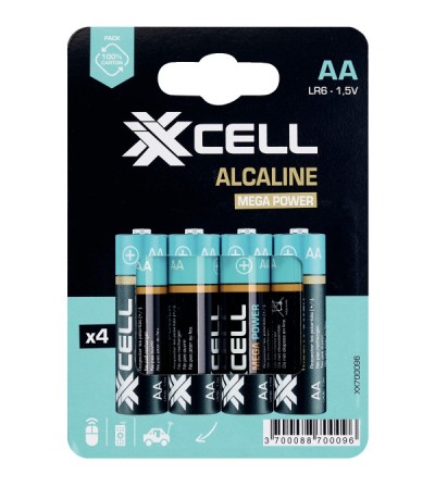 Blister Xxcell Alcaline de 4 piles LR06