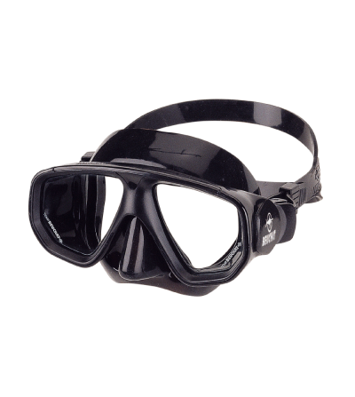 Masque deux verres à petit volume Beuchat Strato avec jupe en caoutchouc noir pour débuter l'apnée et la chasse sous-marine