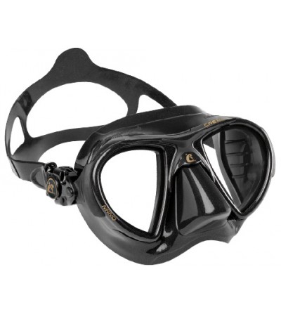 Masque Cressi Nano Black avec jupe en silicone pour la chasse sous-marine et l'apnée. En noir, marron brun et vert kaki