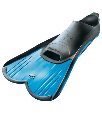 Palmes de natation chaussantes & courtes pour l'entrainement ou le snorkeling - bleu