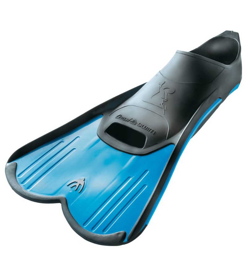Palmes de natation chaussantes & courtes pour l'entrainement ou le snorkeling - bleu