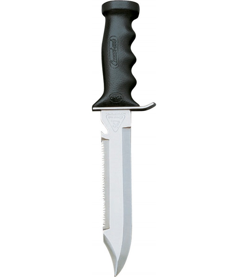 Couteau moyen de plongée Cressi Orca à vocation d'outil de travail avec sa lame de 17.8cm et une longueur totale de 30cm