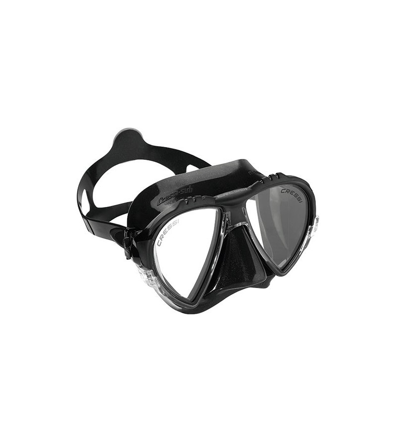 Masque Cressi Matrix en silicone noir haute qualité pour la chasse sous-marine, plongée, apnée & snorkeling.
