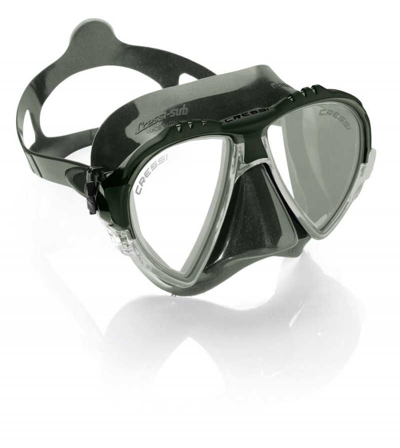 Nouveau Masque Cressi Matrix vert 2016 en silicone kaki pour la chasse sous-marine, plongée, apnée & snorkeling.