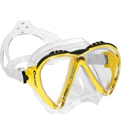 Masque Cressi Lince jaune en silicone transparent pour la plongée, apnée & snorkeling. Pour femme, enfant et petit visage