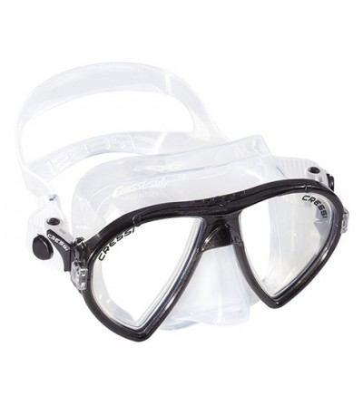 Masque à deux verres inclinés Cressi Ocean en silicone transparent pour la plongée, l'apnée & le snorkeling. Noir