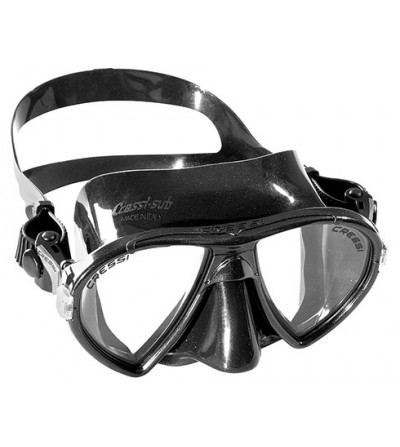 Masque à deux verres inclinés Cressi Ocean en silicone noir pour la chasse sous-marine, la plongée, l'apnée & le snorkeling