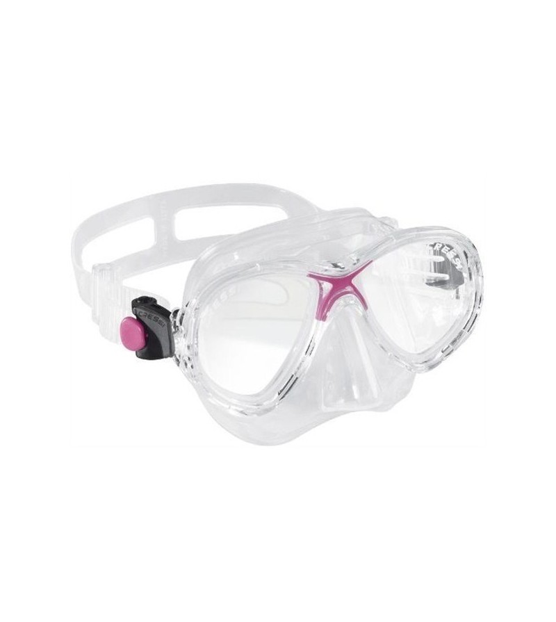 Masque à deux verres Cressi Marea en silicone transparent pour le snorkeling et la natation mais aussi pour la plongée. Rose