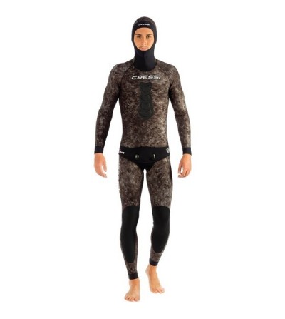 Pantalon de combinaison Cressi Tracina en néoprène 7mm pour la chasse sous-marine & l'apnée - Camouflage marron foncé