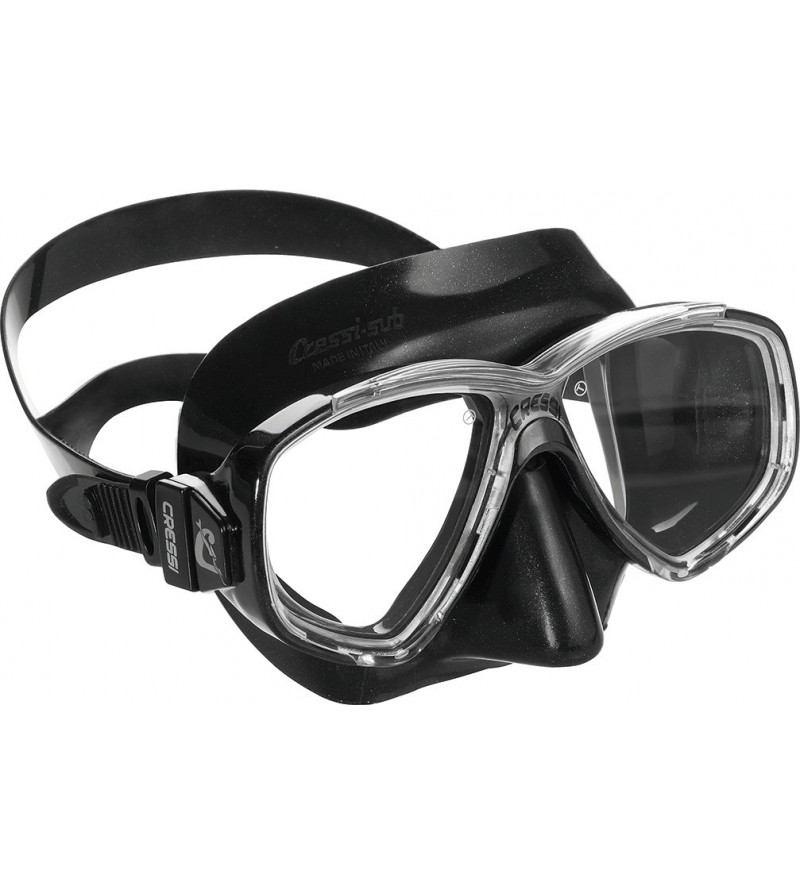 Masque Cressi Perla en silicone noir pour le snorkeling, la natation mais aussi pour la plongée, l'apnée & la chasse sous-marine