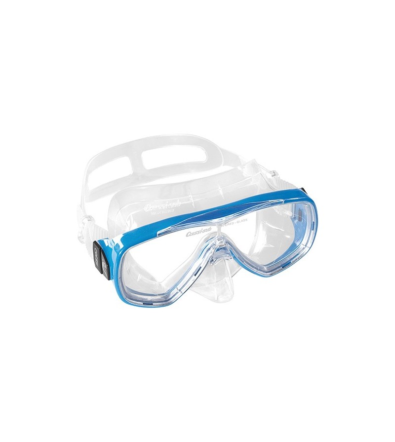 Masque à verre unique Cressi Onda en silicone transparent pour le snorkeling, la natation & la plongée. Bleu