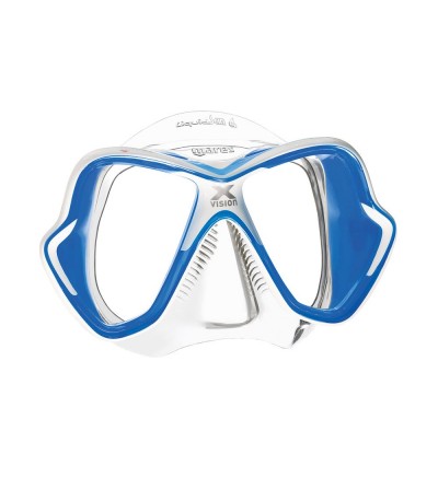 Masque deux verres Mares X-Vision Ultra avec jupe en silicone Liquidskin pour la plongée & le snorkeling - Transparent / Bleu