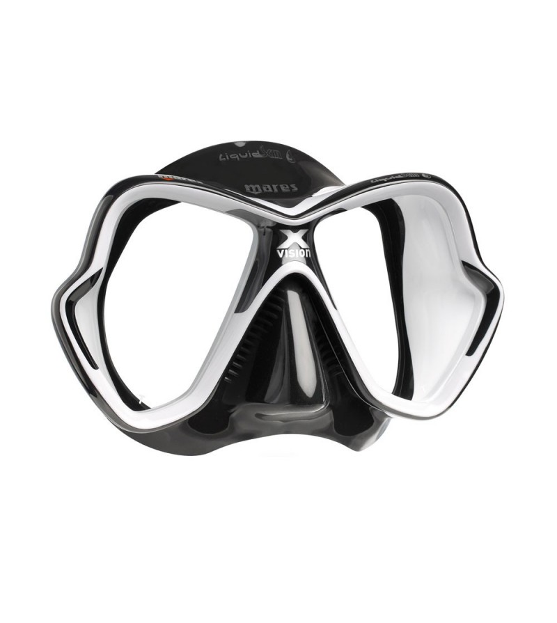 Masque deux verres Mares X-Vision Ultra avec jupe en silicone Liquidskin pour la plongée & le snorkeling - Noir / Blanc