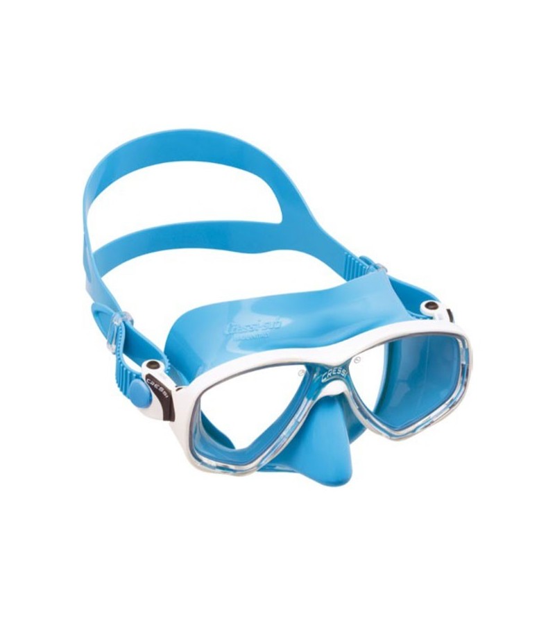 Masque à deux verres Cressi Marea en silicone coloré pour le snorkeling et la natation mais aussi pour la plongée - bleu