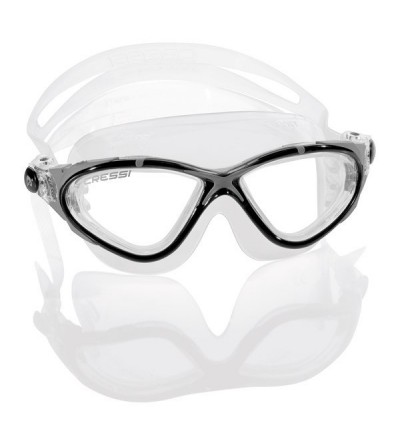 Lunettes de nage Cressi Planet avec jupe en silicone transparent pour la piscine, la mer & le triathlon - noir/gris
