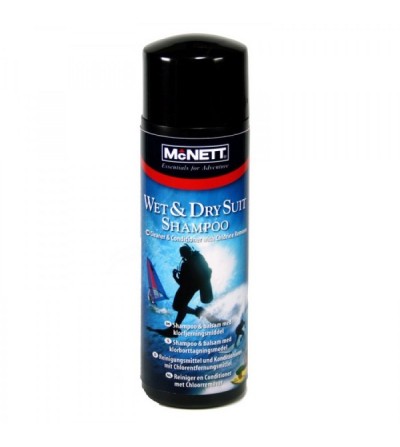 Flacon de 250ml de shampoing pour néoprène NcNett Wet and Dry. Elimine résidus, sel & chlore