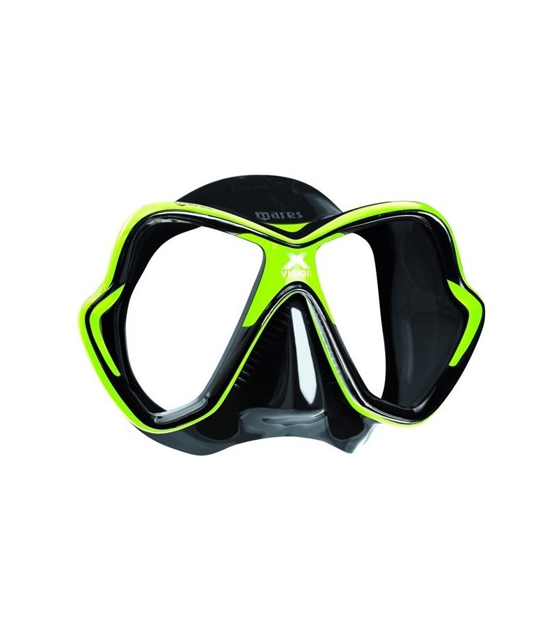 Masque deux verres Mares X-Vision 2017 avec grand champ de vision pour la plongée & le snorkeling - noir / vert