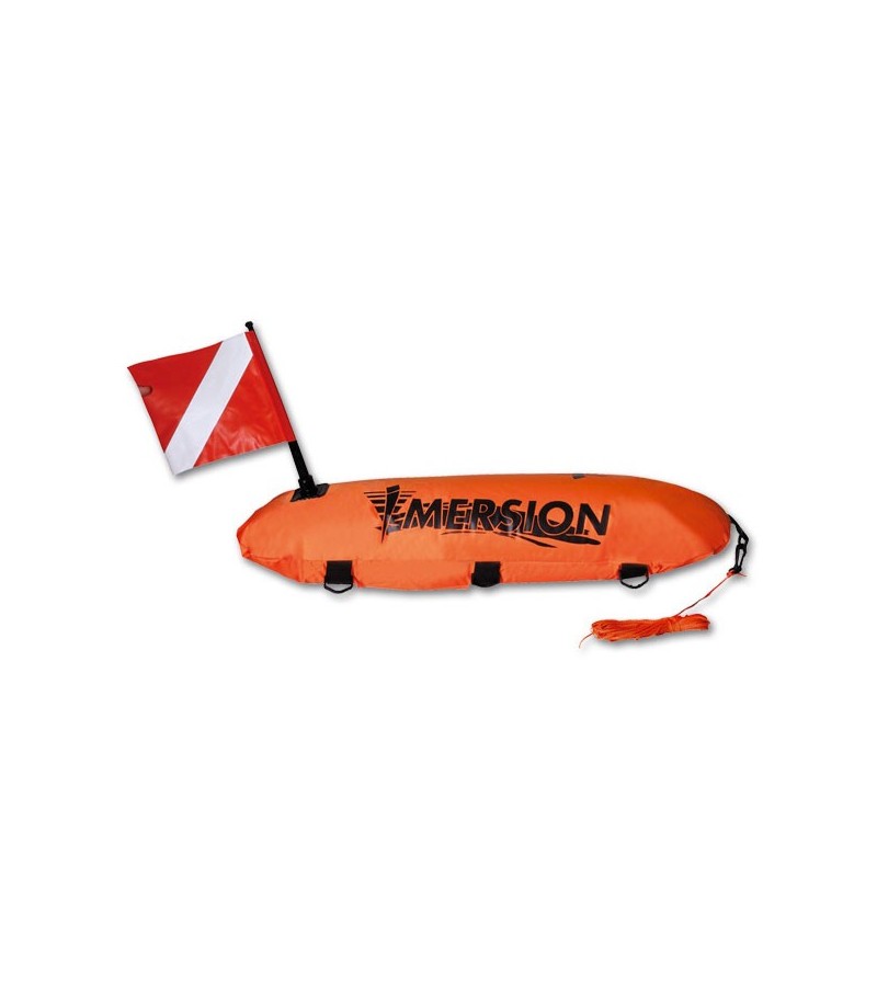 Bouée longue profilée à double enveloppe de signalisation Imersion pour la chasse sous-marine, l'apnée & la nage