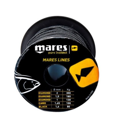 Bobine de 50m de drisse noire diamètre 1.6mm (80kg) Mares Pure Instinct pour moulinet et arbalètes de chasse sous-marine