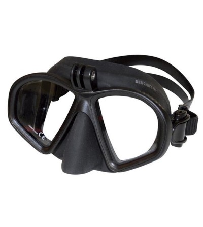 Masque Beuchat GP1 noir avec support caméra pour la chasse sous-marine, la plongée, l'apnée & le snorkeling