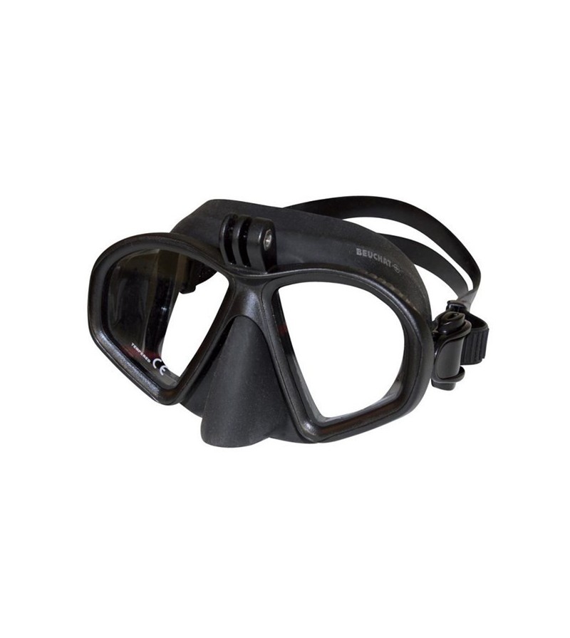 Masque Beuchat GP1 noir avec support caméra pour la chasse sous-marine, la plongée, l'apnée & le snorkeling