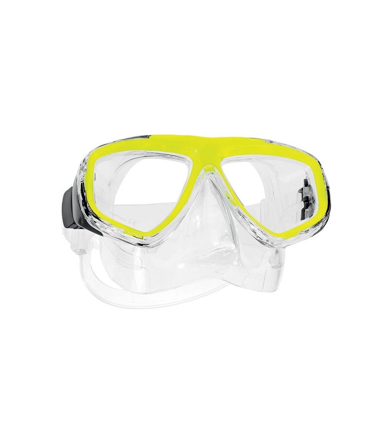 Masque deux verres Scubapro Ecco avec jupe en silicone pour la plongée et le snorkeling sans se ruiner - jaune neon
