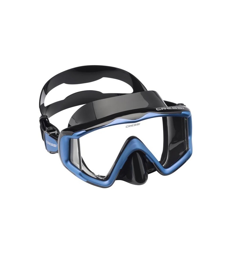Masque monoverre Cressi Liberty Triside à vision panoramique pour une sensation de liberté en plongée et snorkeling - noir bleu