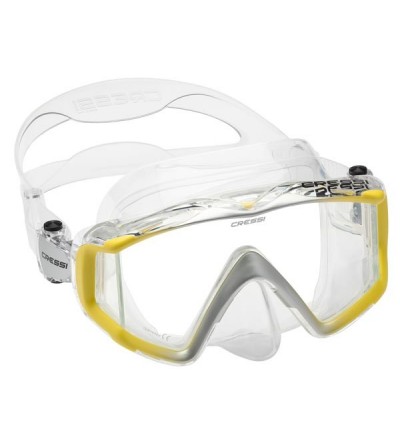Masque monoverre Cressi Liberty Triside à vision panoramique pour une sensation de liberté en plongée et snorkeling - jaune