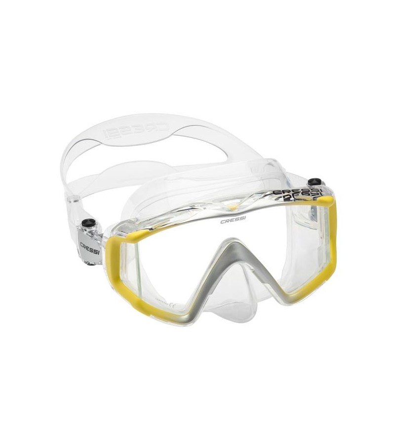 Masque monoverre Cressi Liberty Triside à vision panoramique pour une sensation de liberté en plongée et snorkeling - jaune