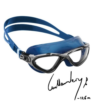 Lunettes de nage Cressi Planet avec jupe en silicone bleu pour la piscine, la mer & le triathlon - Ligne Guillaume Nery -126m