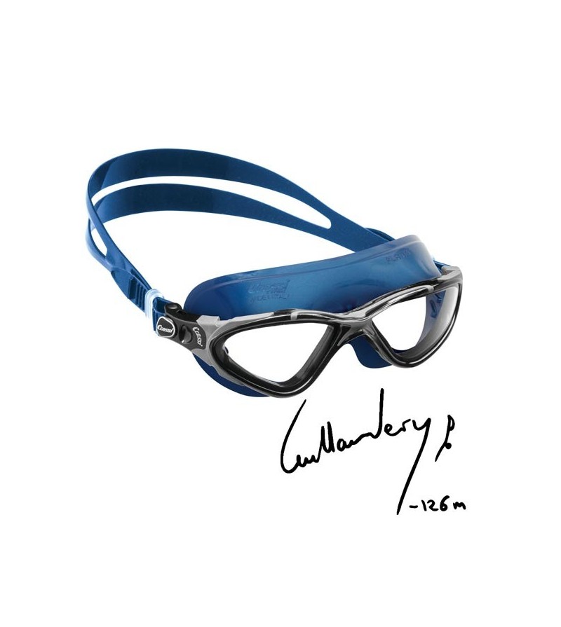 Lunettes de nage Cressi Planet avec jupe en silicone bleu pour la piscine, la mer & le triathlon - Ligne Guillaume Nery -126m