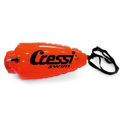 Petite bouée orange de signalisation Cressi Swim Buoy de forme hydrodynamique pour la nage en eau libre