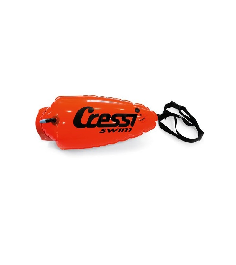 Petite bouée orange de signalisation Cressi Swim Buoy de forme hydrodynamique pour la nage en eau libre